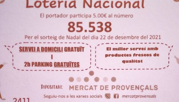 La loteria ha tocat al Mercat de Provençals!